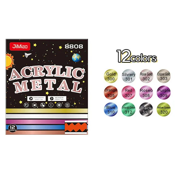 Art Makers Dual Tips Graffiti Metallic Color Acrylic Marker Pen for Drawing, no smudge, waterproof