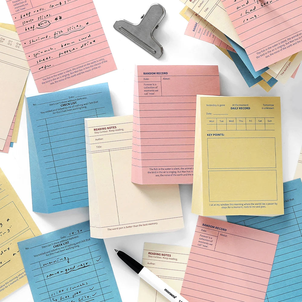 80 Sheets Stationery Sticky Notes Memo Pad with Daily To-Do Checklist Message Paper for Journaling Scrapbooking Planner