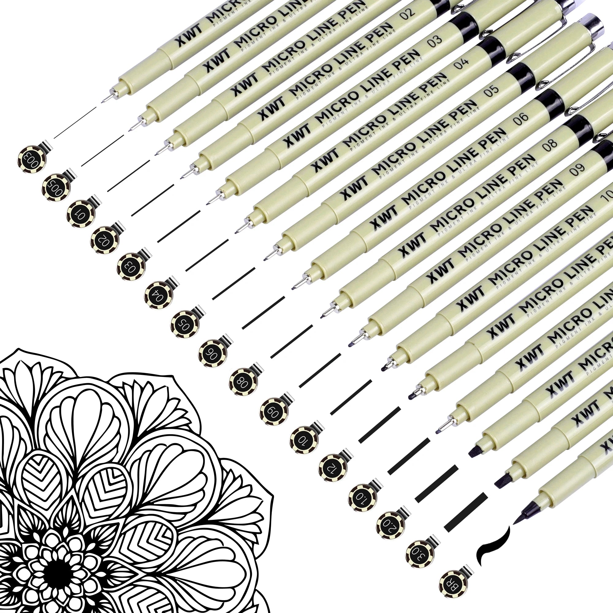 Black Micro Fine Pen 13/16Pcs Waterproof Pigment Liner Micron Pen Marker Set Sketch Hook Line Needle Pen Art Manga Outlining Pen