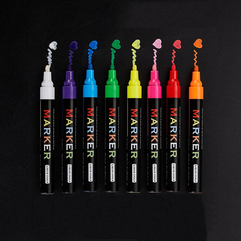 8 pcs dust-free liquid chalk fluorescent board electronic advertising light board pen erasable blackboard liquid chalk