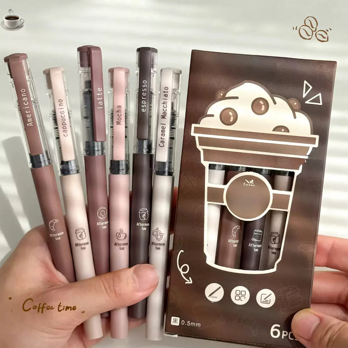 6pcs Large-Capacity Gel Pen Set, 0.5mm Quick-Drying Black Ink Pen Fine Point Pen, Liquid Roller Ball Pen, Student Writing Diary